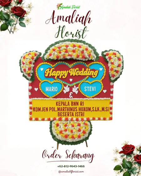 Papan Bunga Pernikahan Petay Kayu